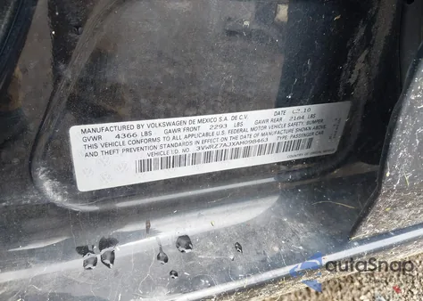 2010 Volkswagen Jetta Limited Edition z USA, uszkodzony, nr VIN 3VWRZ7AJXAM098463